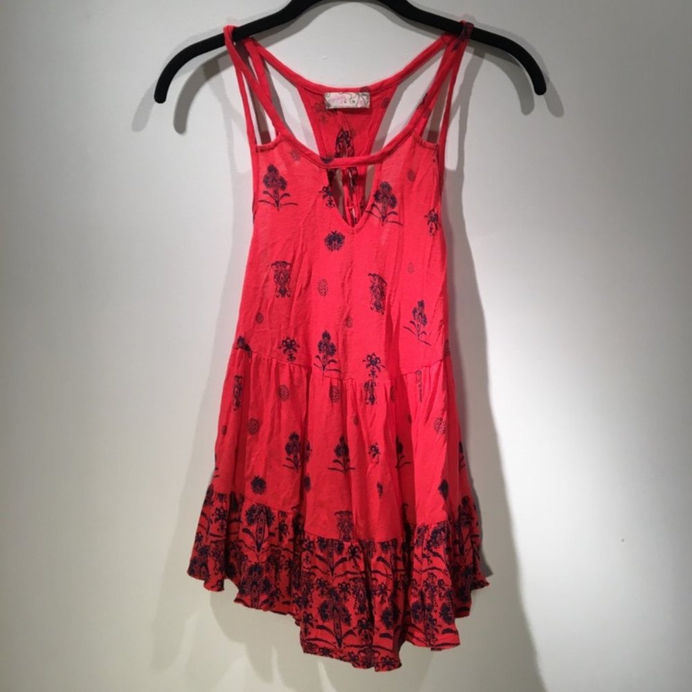 Free People Red and Navy Pattern Tank